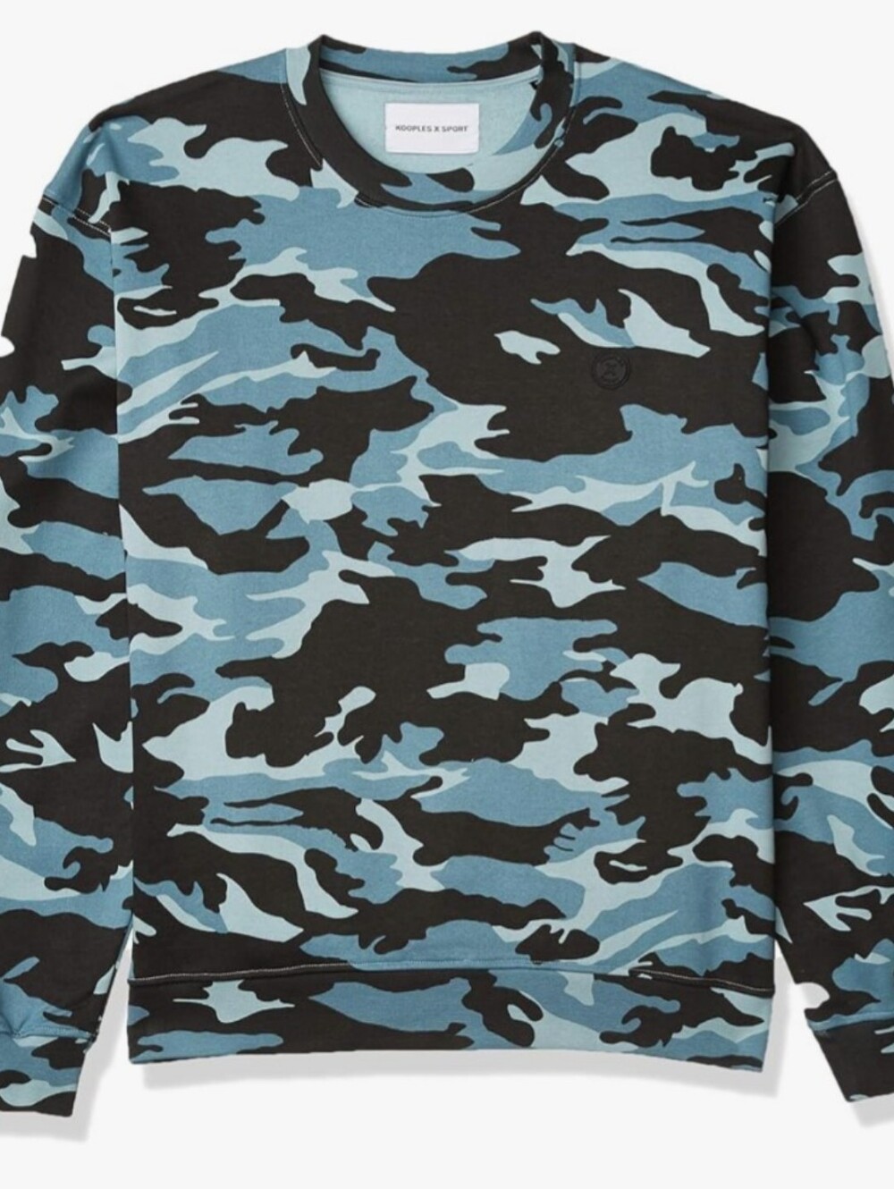 THE KOOPLES French Blue Camo Oversized Streetwear Crewneck Sweater Size Small